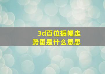 3d百位振幅走势图是什么意思