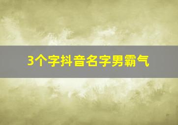 3个字抖音名字男霸气