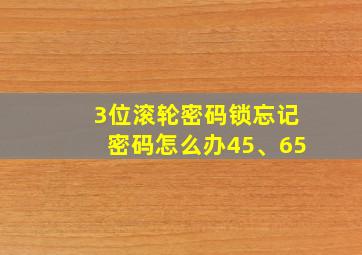 3位滚轮密码锁忘记密码怎么办45、65