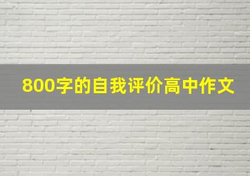 800字的自我评价高中作文