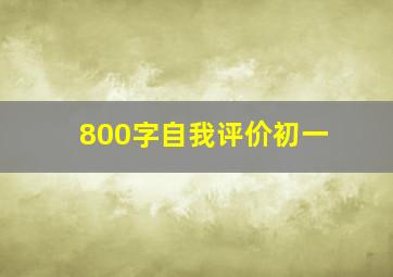 800字自我评价初一