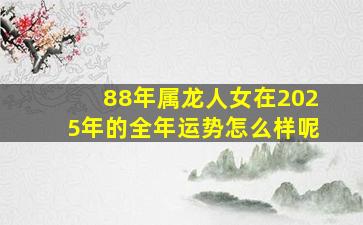 88年属龙人女在2025年的全年运势怎么样呢