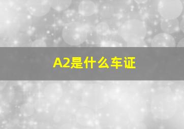 A2是什么车证