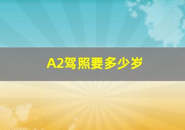 A2驾照要多少岁