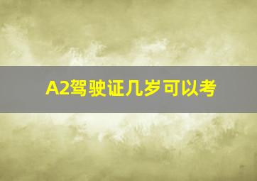 A2驾驶证几岁可以考