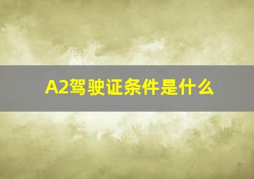 A2驾驶证条件是什么