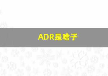 ADR是啥子