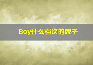 Boy什么档次的牌子