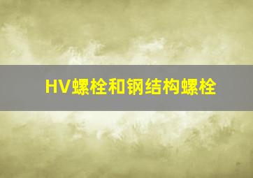 HV螺栓和钢结构螺栓