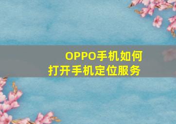 OPPO手机如何打开手机定位服务