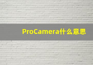 ProCamera什么意思