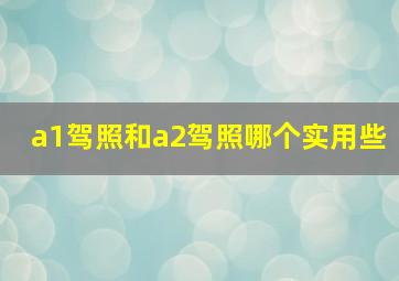 a1驾照和a2驾照哪个实用些