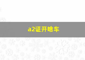 a2证开啥车