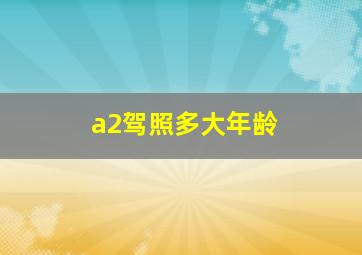 a2驾照多大年龄