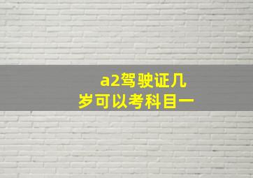 a2驾驶证几岁可以考科目一