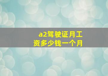 a2驾驶证月工资多少钱一个月