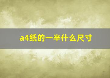 a4纸的一半什么尺寸