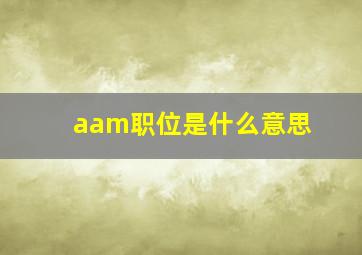 aam职位是什么意思