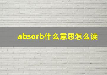 absorb什么意思怎么读