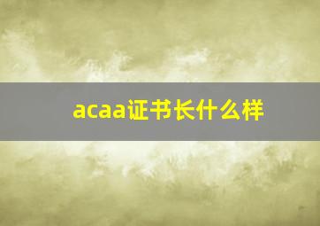 acaa证书长什么样