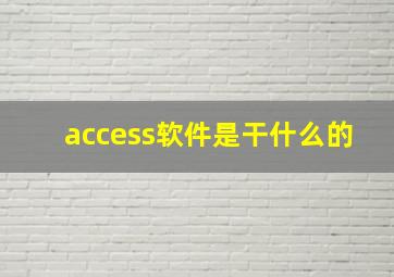 access软件是干什么的