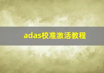 adas校准激活教程