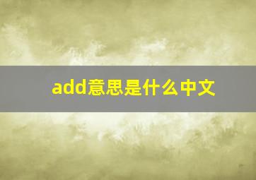 add意思是什么中文