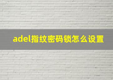 adel指纹密码锁怎么设置