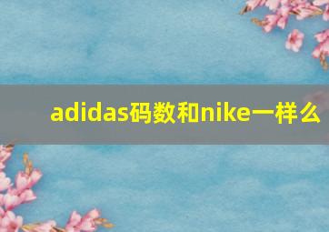 adidas码数和nike一样么