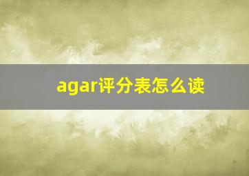 agar评分表怎么读