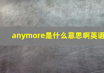 anymore是什么意思啊英语