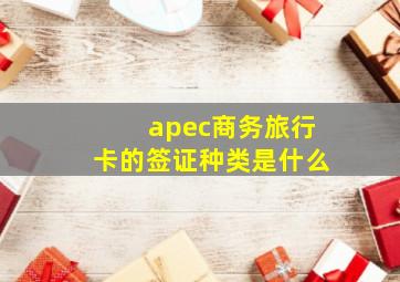 apec商务旅行卡的签证种类是什么