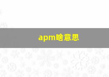 apm啥意思