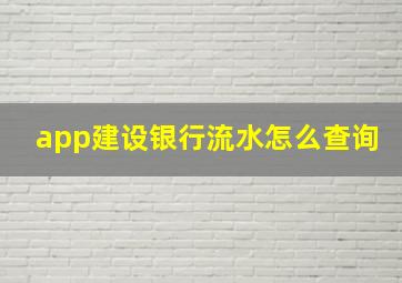 app建设银行流水怎么查询