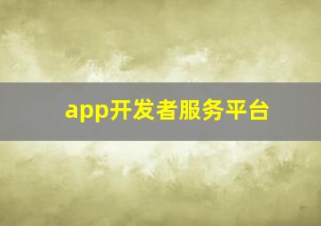 app开发者服务平台