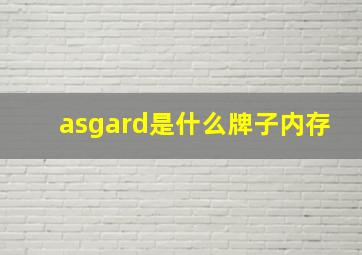 asgard是什么牌子内存