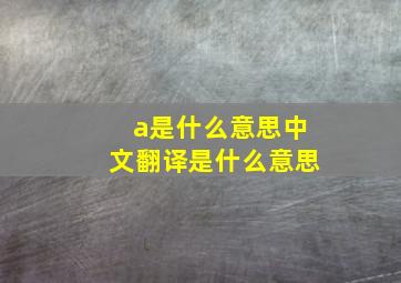 a是什么意思中文翻译是什么意思