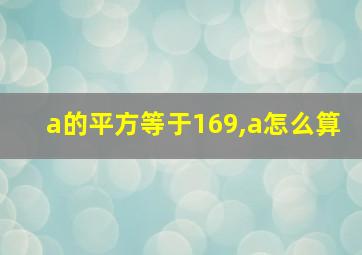 a的平方等于169,a怎么算