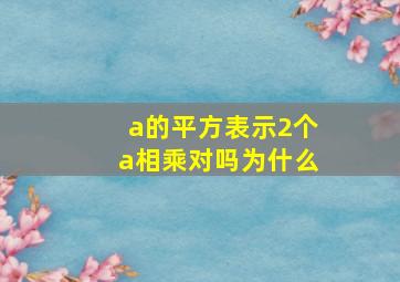 a的平方表示2个a相乘对吗为什么