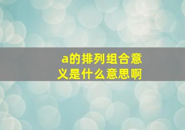 a的排列组合意义是什么意思啊