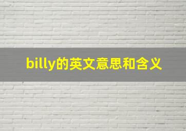 billy的英文意思和含义