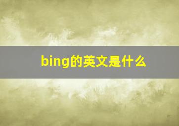 bing的英文是什么