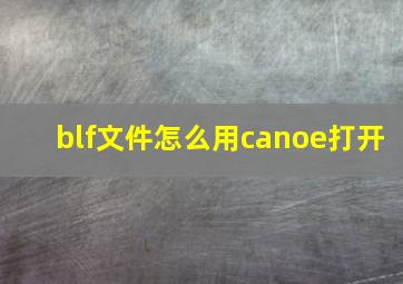 blf文件怎么用canoe打开