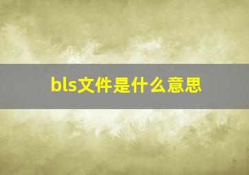 bls文件是什么意思