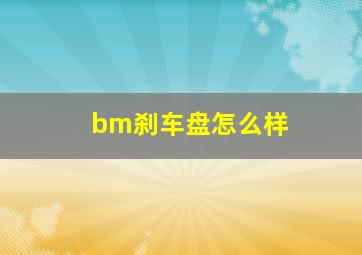 bm刹车盘怎么样