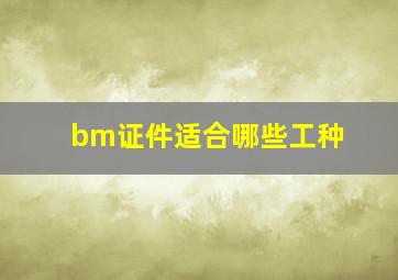 bm证件适合哪些工种