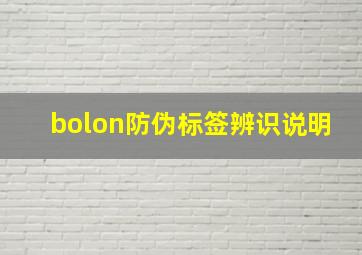 bolon防伪标签辨识说明