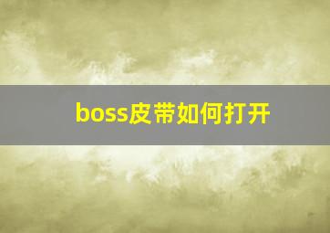 boss皮带如何打开