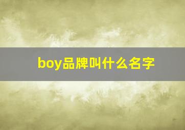 boy品牌叫什么名字