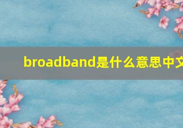 broadband是什么意思中文